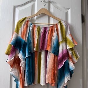 Ariella Multicolor Striped Ruffle Off-Shoulder Top